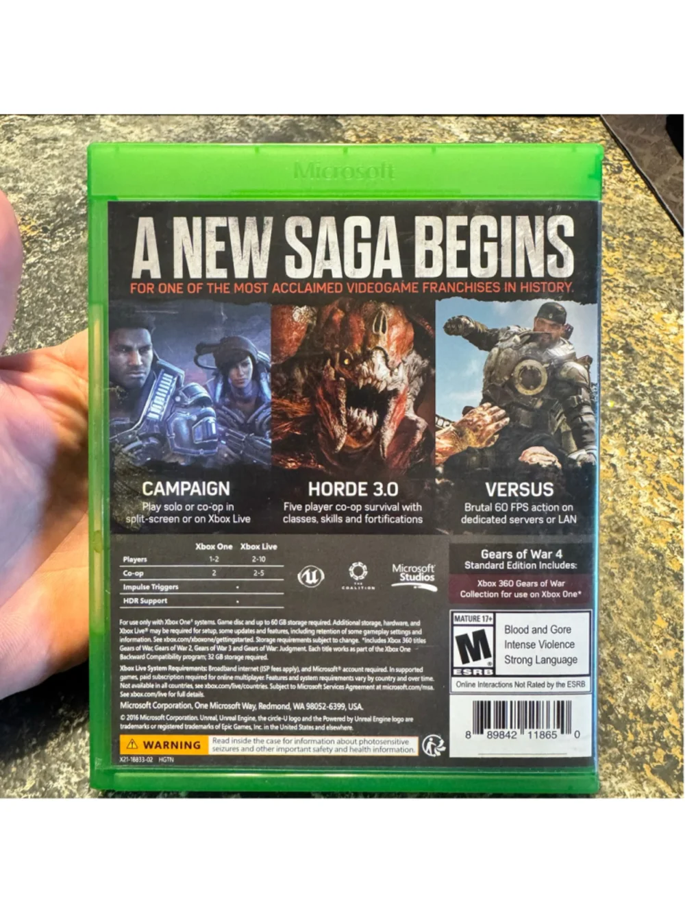 Gears of War 4 Xbox One Complete Case Inserts Tested Excellent Disc Microsoft